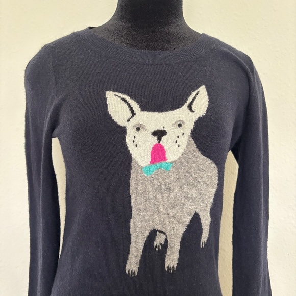 J. Crew Navy French Bulldog Frenchie Sweater - Picture 2 of 7